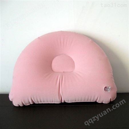 充气旅行枕PVC加厚植绒方枕  旅行长方形充气靠枕 午睡枕 便携充气枕