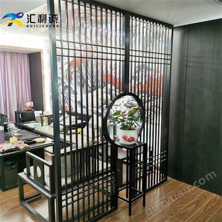 湛江中式黑色不锈钢屏风新中式金属屏风定制厂家