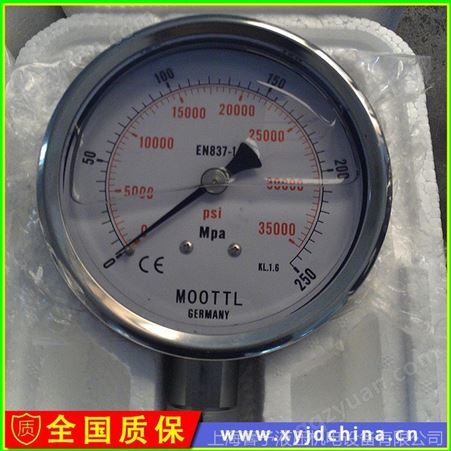 供应德国MOOTTL压不锈钢压力表 200mpa螺纹连接高压压力表