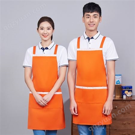 围裙定制印图案LOGO广告围裙定做防水防油厨房绿色围裙男女工作服
