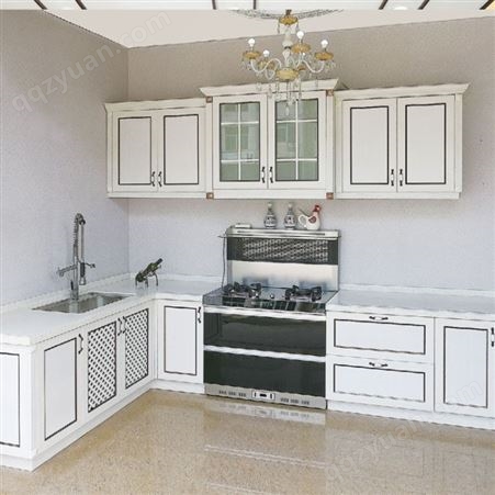 一字型全铝家居厨房橱柜 全铝整体橱柜洗碗盘 铝合金门板铝材加工定制