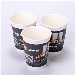 12oz中空杯wagas咖啡杯双层隔热纸杯12盎司一次性杯定做