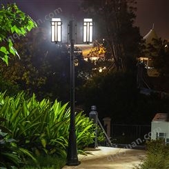联球仿古别墅小区庭院灯户外防水led路灯公园小区双头灯笼3米中式景观灯
