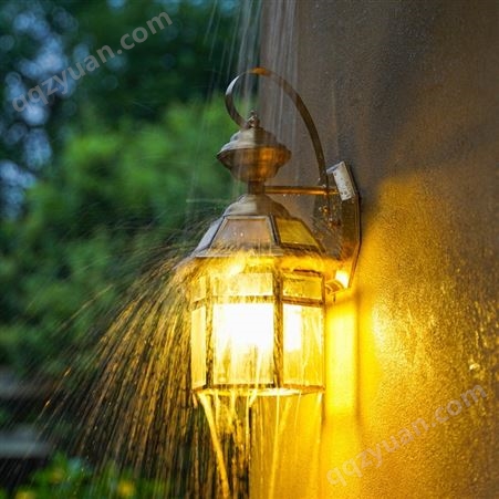 联球全铜户外壁灯欧式防水庭院围墙阳台灯led美式乡村过道花园墙头焊锡铜灯