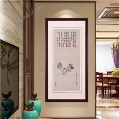中式装饰画客厅禅意富贵中国风玄关壁画苏绣成品挂画纯手工刺绣