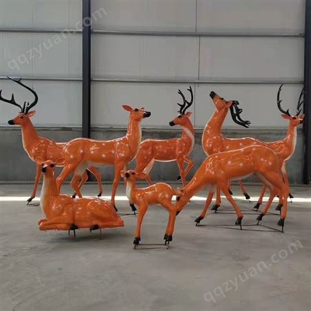 户外园林鹿群雕像 玻璃钢动物群雕塑 按需定制装饰性强