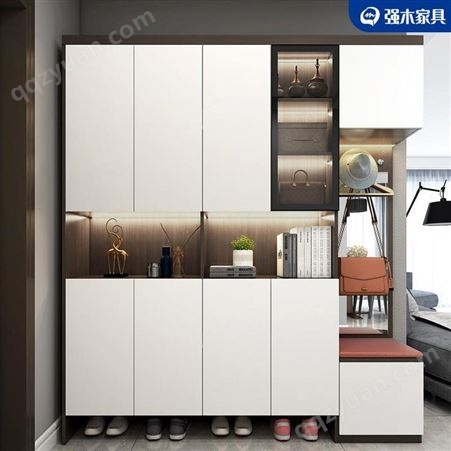 重庆全屋定制 玄关鞋柜定制设计 多层实木鞋柜 选择强木家具