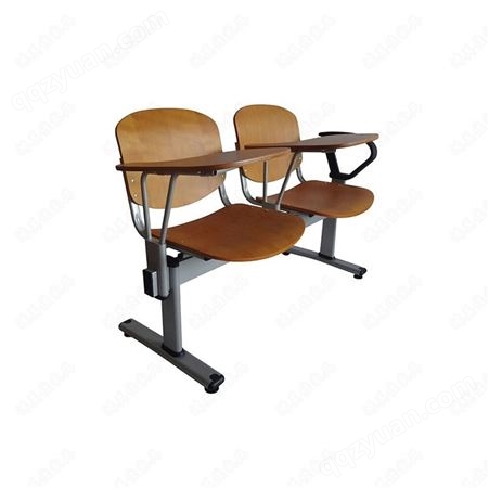 广东家具厂订做多层板贴防火板座椅靠背带写字板木制培训连排椅