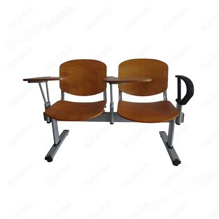 广东家具厂订做多层板贴防火板座椅靠背带写字板木制培训连排椅