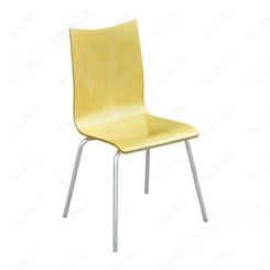 广东工厂批发供应多层板贴防火板椅面不锈钢脚架可叠放弯曲木餐椅